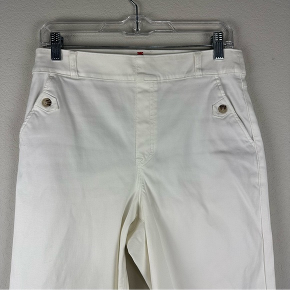 Spanx White Shaping Stretch Twill Cropped Wide Leg Pants Size Large - Picture 2 of 8